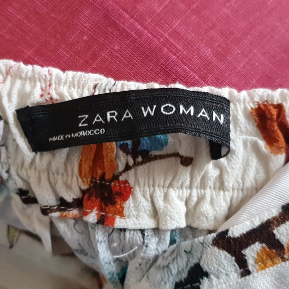Zara Woman's pink white blue floral Pants Size S - Picture 12 of 12